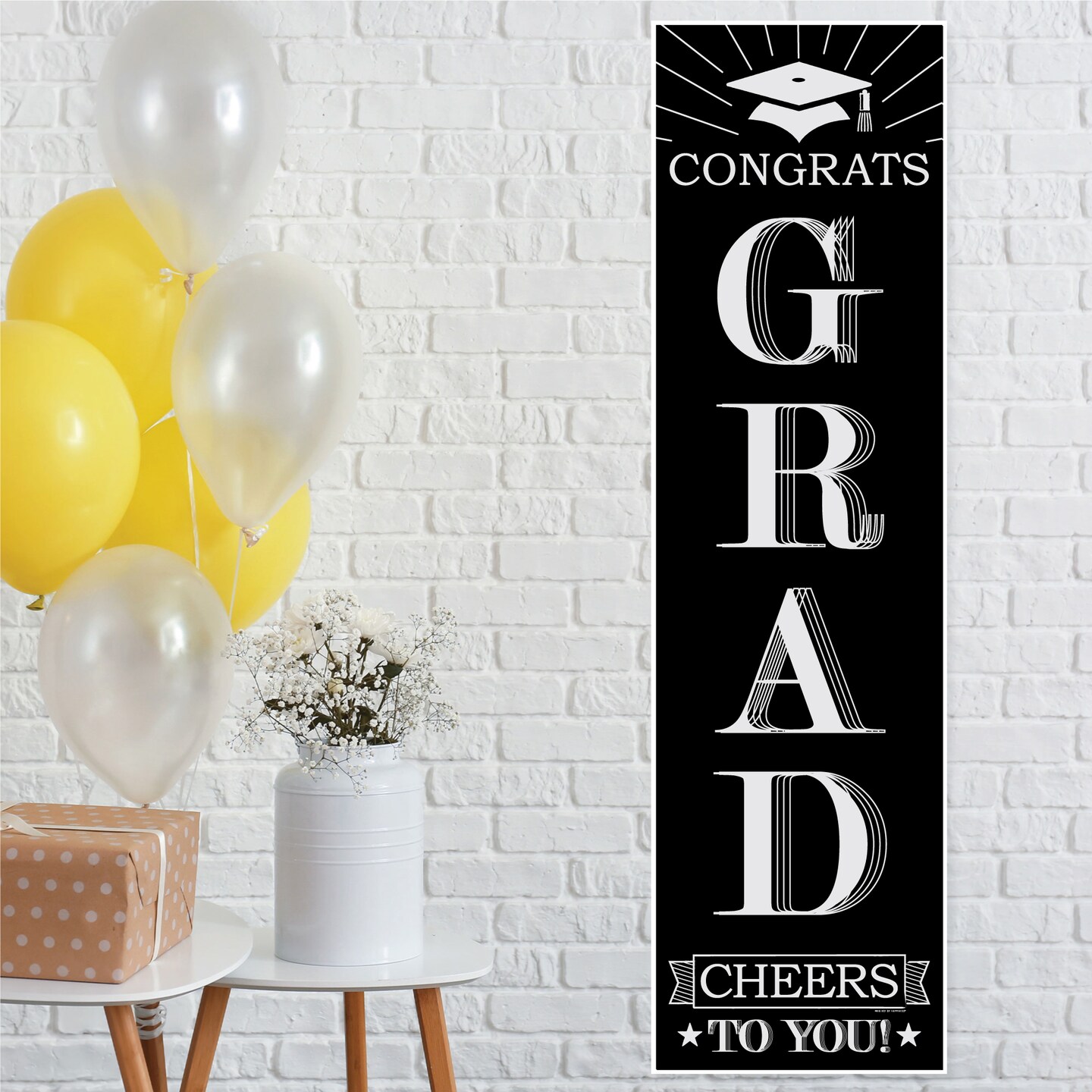 Big Dot of Happiness Graduation Cheers Party Door Decoration - Vertical Banner