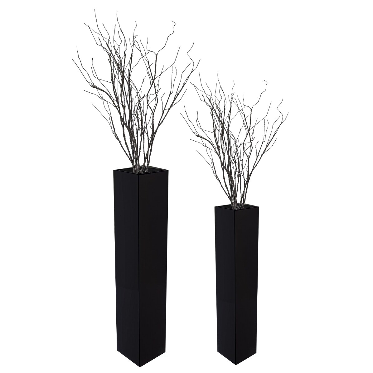 Large Tall Rectangular Wooden Modern Floor Vase - Sleek Contemporary Decor Accent for Living Room, Bedroom, Hallway and Entryway - Handcrafted Decorative Display Piece with Elegant Design