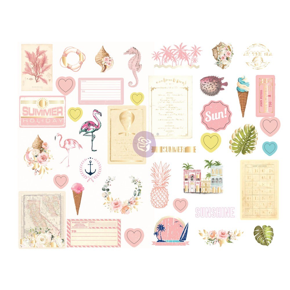 Prima Marketing Inc Golden Coast Collection Chipboard Stickers 655350995188