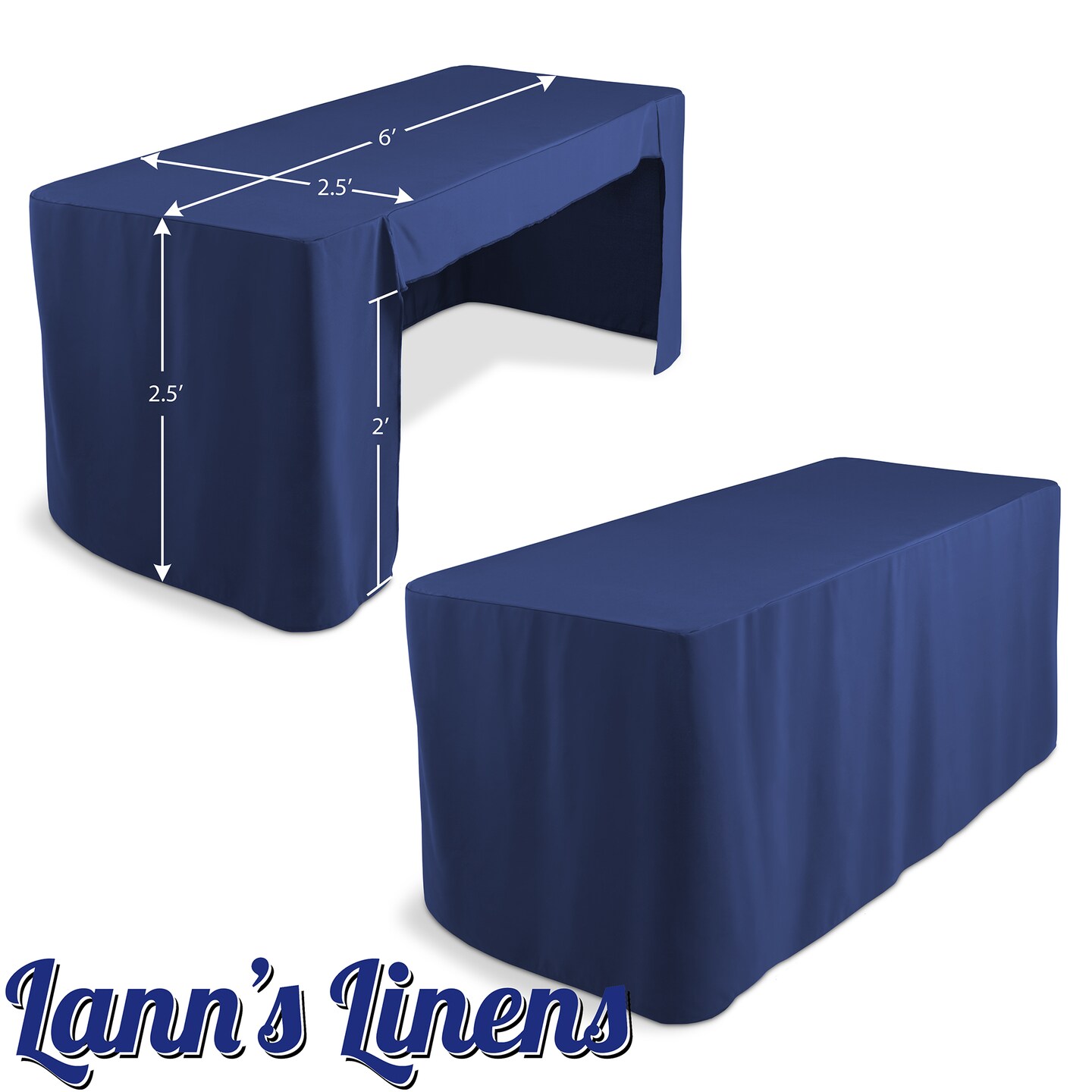 Lann's Linens Premium 6' Trade Show Table Cover - Open Back Fitted Tablecloth