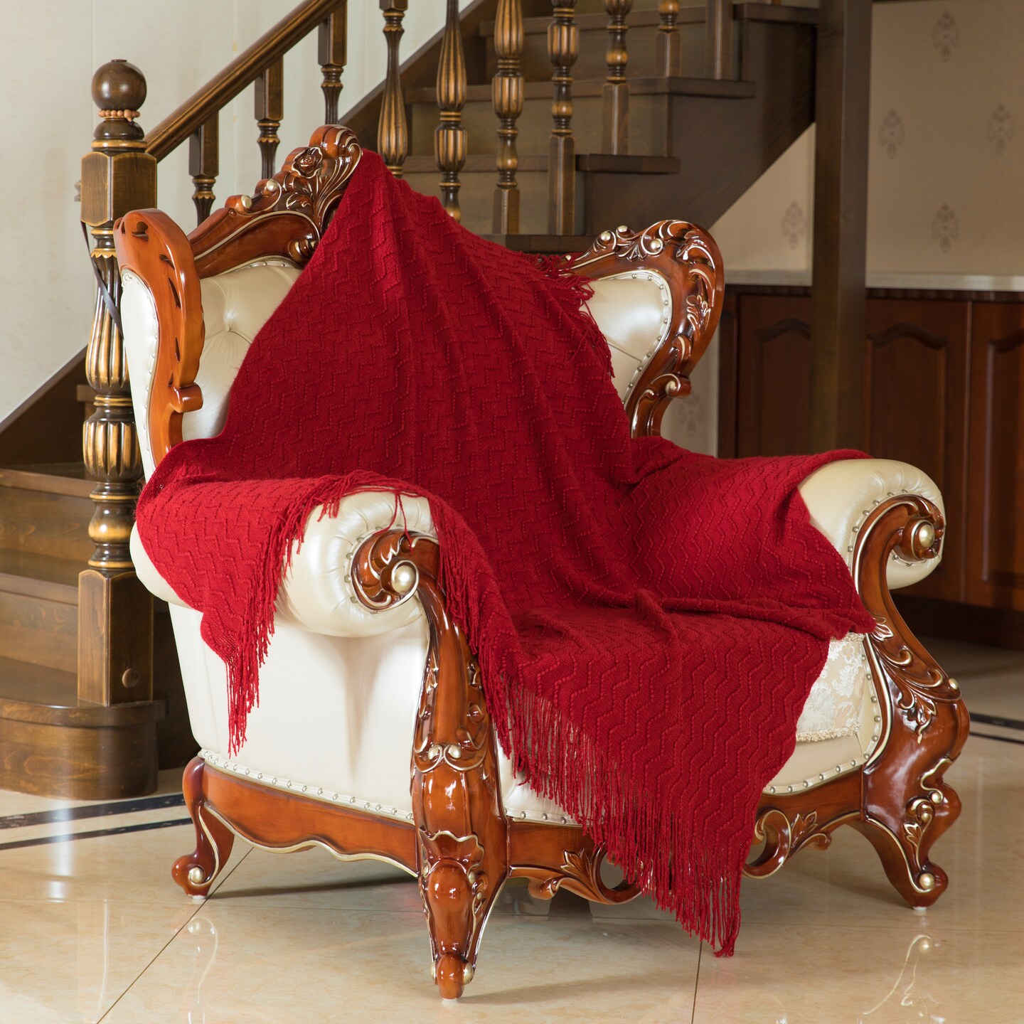 Decorative Throw Blanket - 50x60in Soft Knit with Delightful Fringe Edges for a Sophisticated and Cozy Touch to Your Living Space Lightweight, Breathable, Easy Care, Versatile, All-Season, Ideal for Lounging, Gifting
