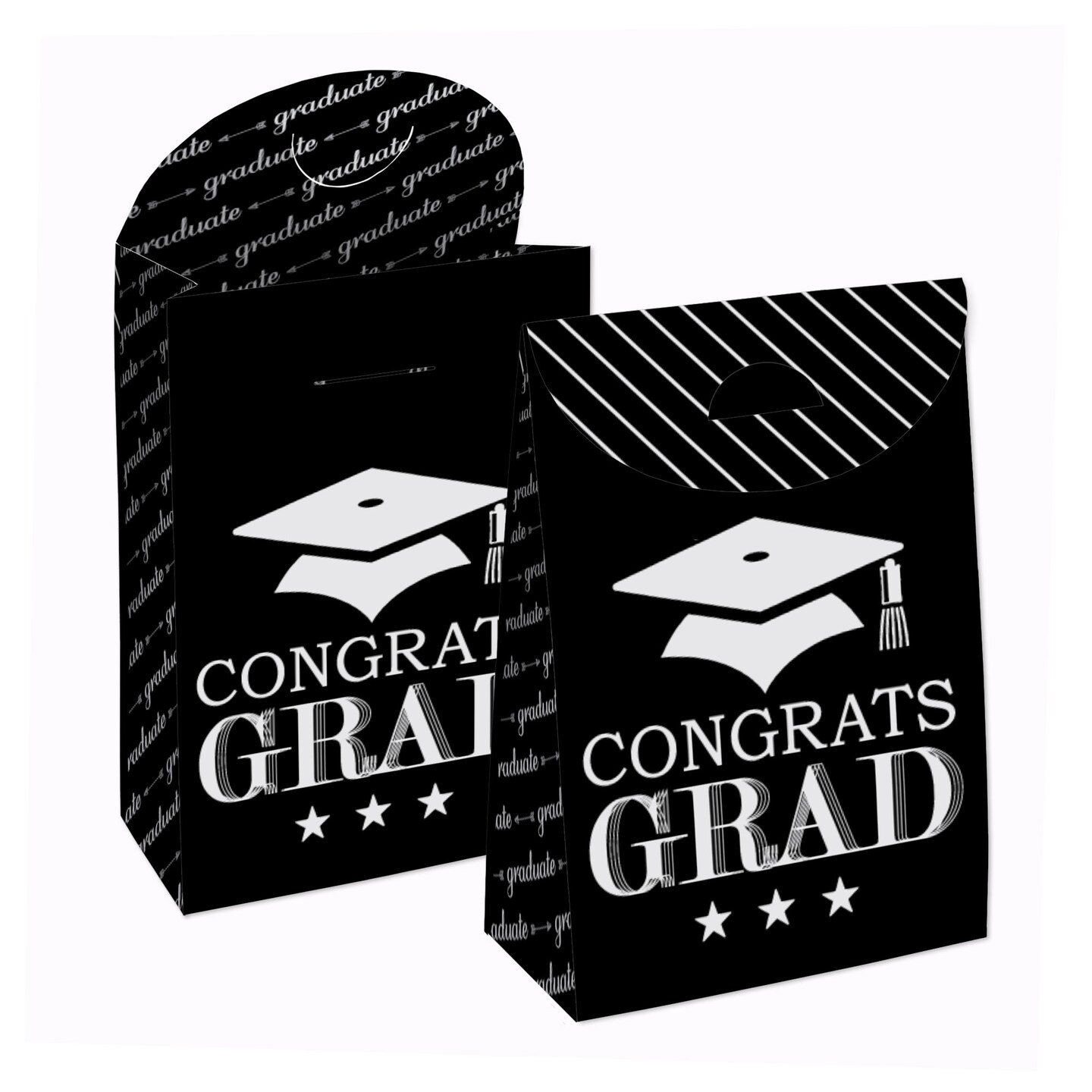 Big Dot of Happiness Graduation Cheers - Graduation Gift Favor Bags - Party Goodie Boxes - Set of 12