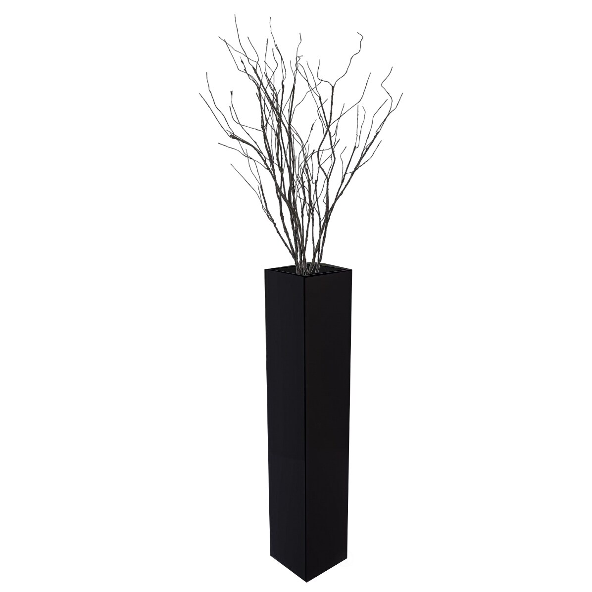 Large Tall Rectangular Wooden Modern Floor Vase - Sleek Contemporary Decor Accent for Living Room, Bedroom, Hallway and Entryway - Handcrafted Decorative Display Piece with Elegant Design