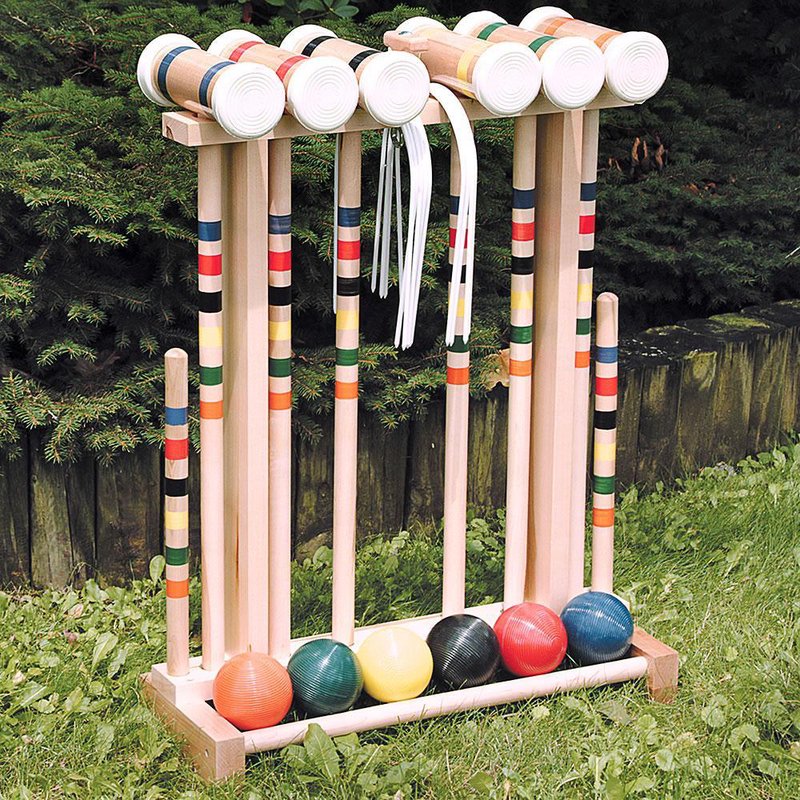 Amish-Made Indestructible Solid Maple Croquet Set Multi-Color Balls USA Made