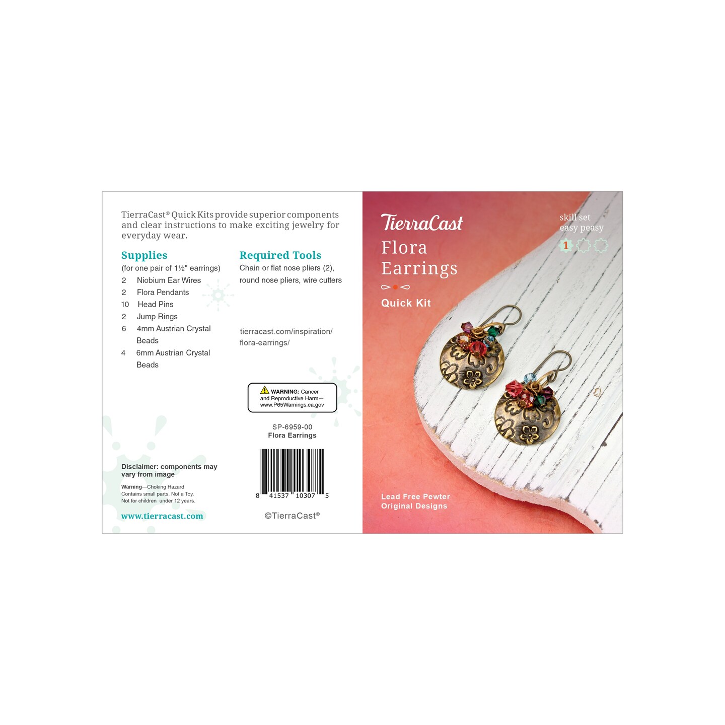 TierraCast Jewelry Making Kit-Flora Earrings