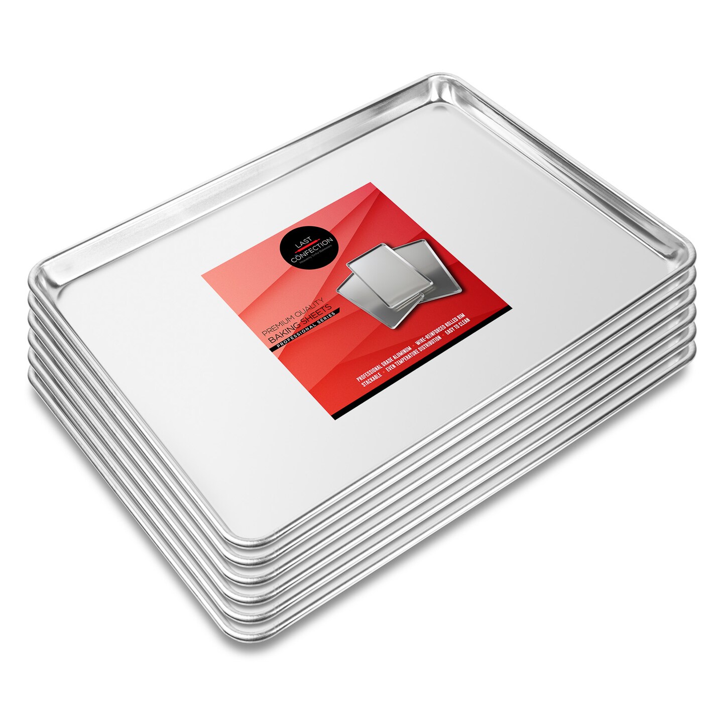 Last Confection 6 Cookie Baking Sheets - Rimmed Aluminum Jelly Roll Trays