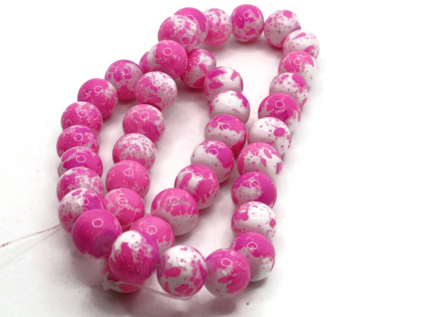 40 10mm White with Purple Round Glass Splatter Paint Beads by Smileyboy Beads | Michaels