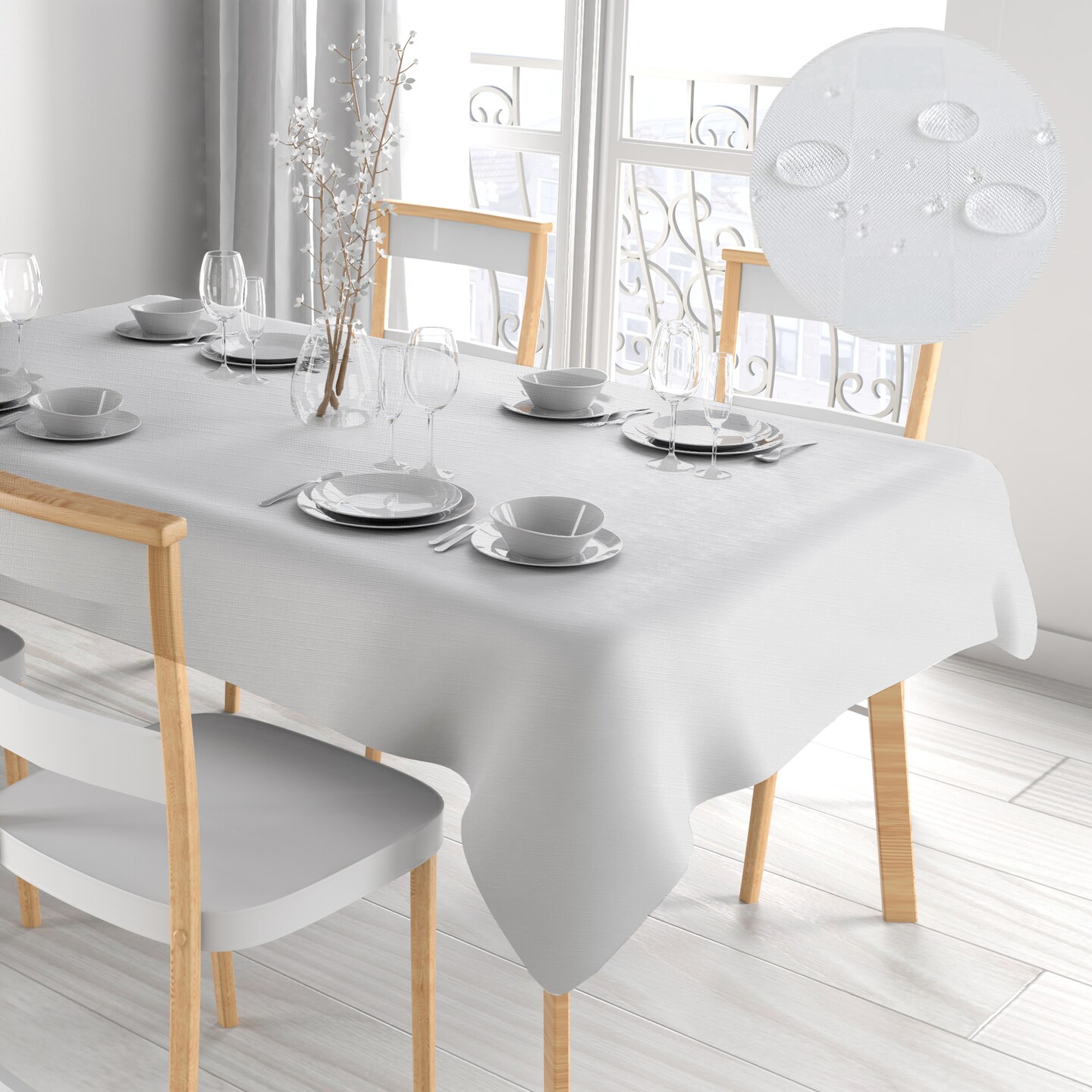 Waterproof Printed Flannel Back Vinyl Tablecloth Wrinkle and Stain Resistant