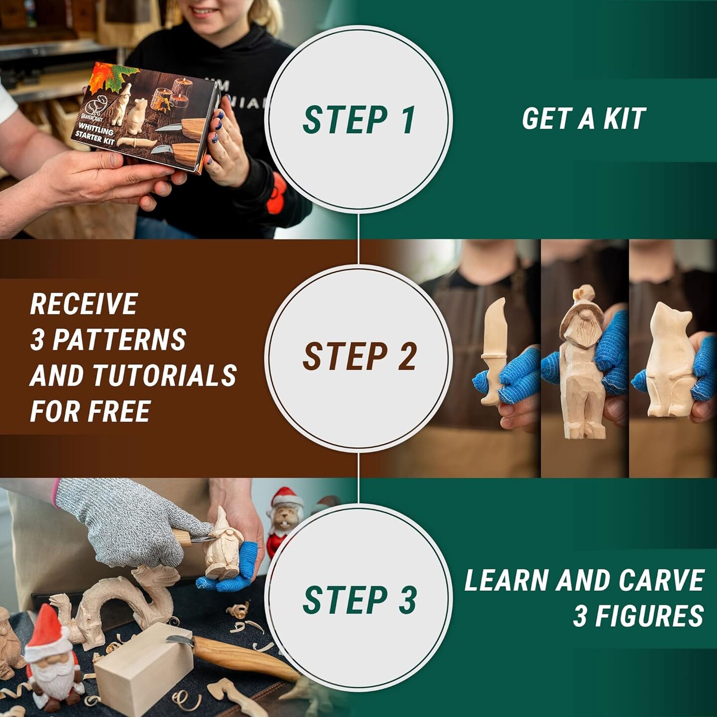 BeaverCraft S16 Wood Whittling Kit for Beginners Kids and Adults with Basswood Blocks Video Tutorial - Wood Carving Kit Tools Gift Set Beginner Wood Carving Knife Chip Carving Woodworking Widdling Kit