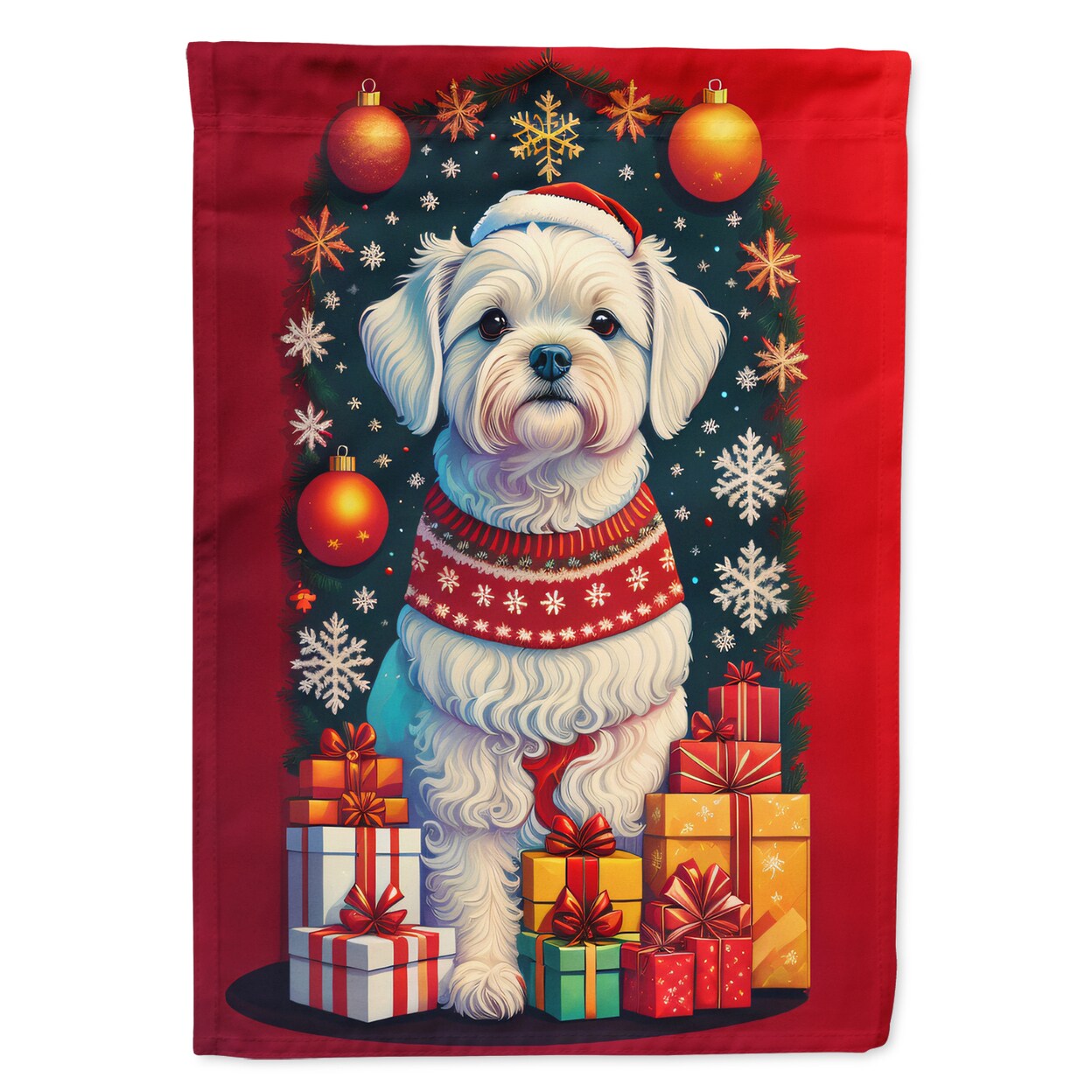 Maltese Holiday Christmas Garden Flag