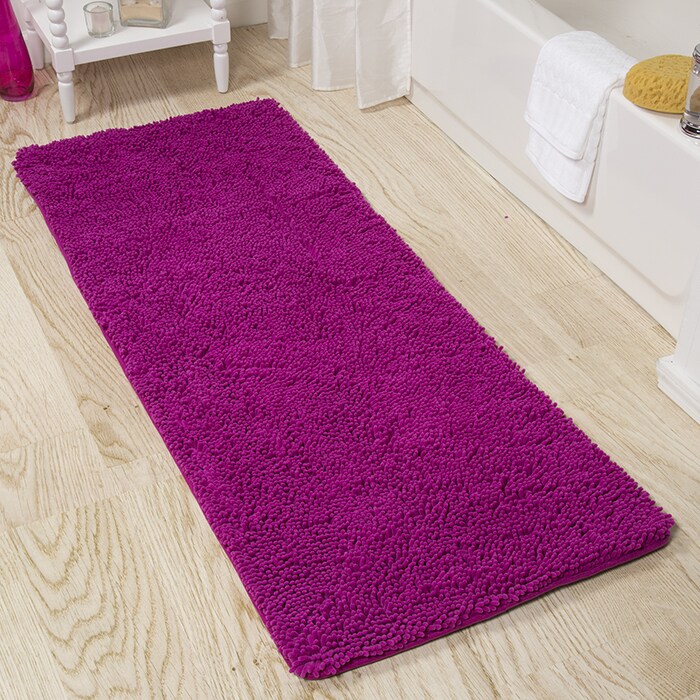 Lavish Home Memory Foam Shag Bath Mat Pink 2X5 Feet Non-Slip Soft Chenille