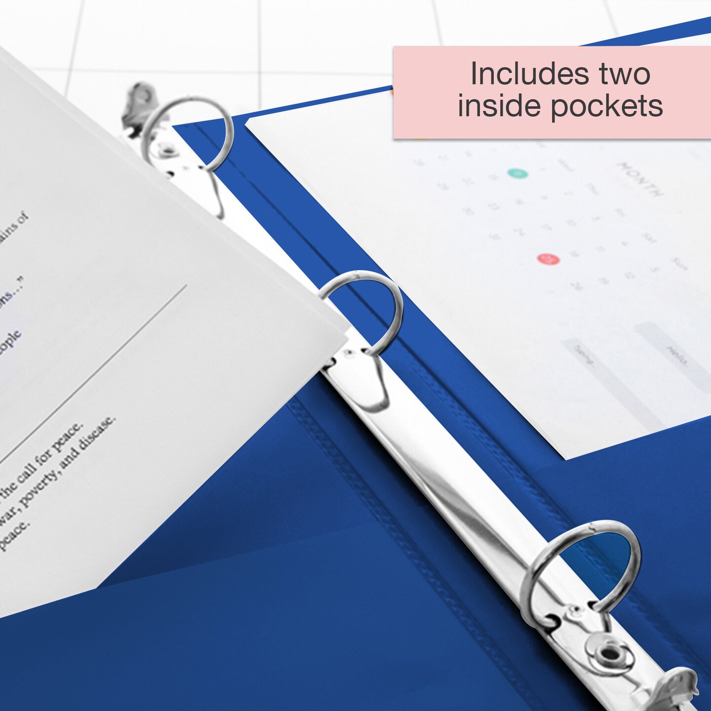 BAZIC 1.5&#x22; 3-Ring View Binder w/ 2-Pockets (11 Color Available)