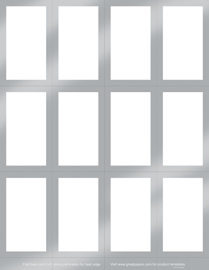 Great Papers! Place Cards, Silver Metallic Border on White, 8.5" x 11" Sheet Size/ 3.5" x 2.125"(folded) Place Card, 10 sheets/60 Place cards