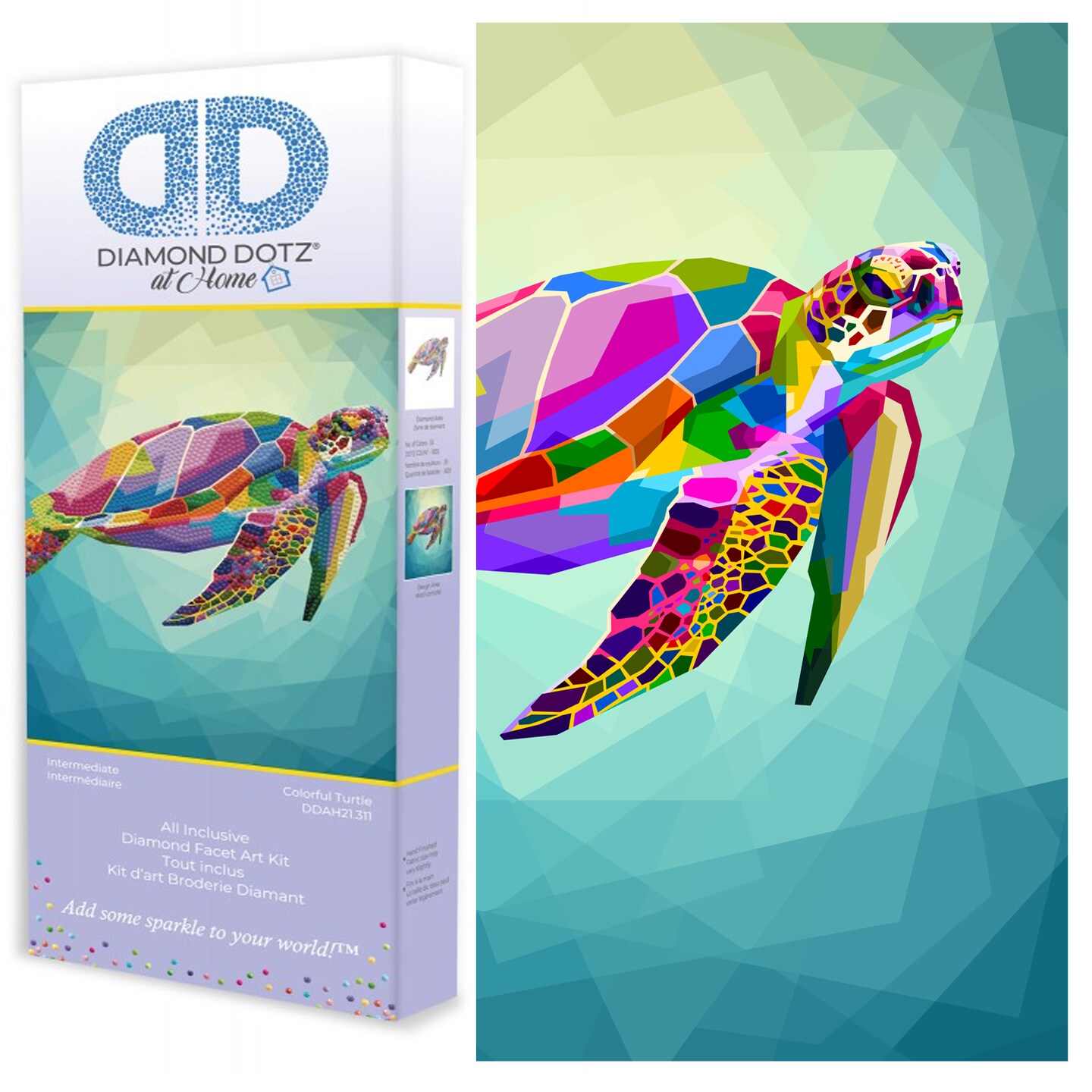 Diamond Dotz at Home Colorful Turtle Diamond Painting Kits for Adults - Diamond Art Kits a Relaxing Creative Craft Kit with Dotz Gems 12x12