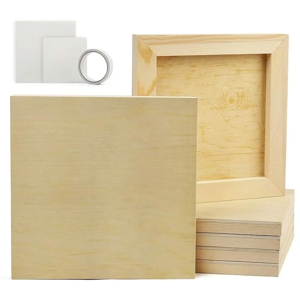 6pc 8x8&#x27;&#x27; Cradled Wood Panels Painting Canvas Boards
