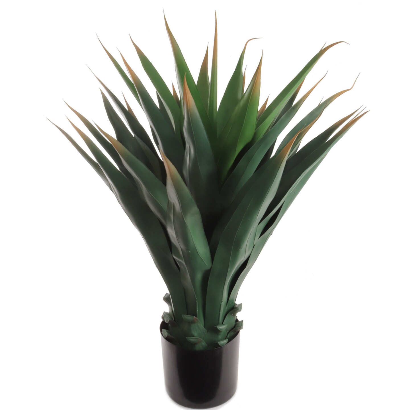 35" UV Agave Succulent Plant in Black Pot with 33 Leaves, Floral Home by Artificial Flowers