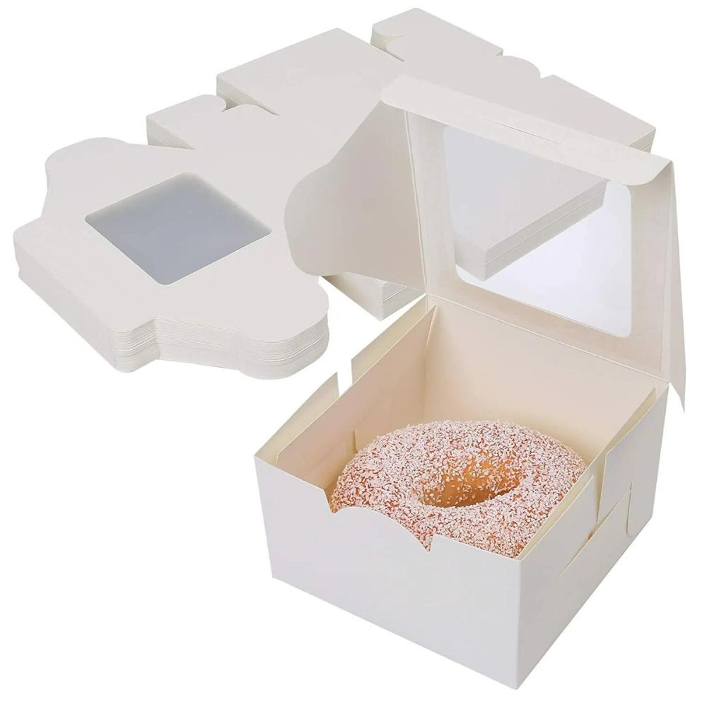 60Pc Bakery Boxes with Window 4x4x2.5&#x22; for Cookies, Cupcakes, Donuts, Muffins
