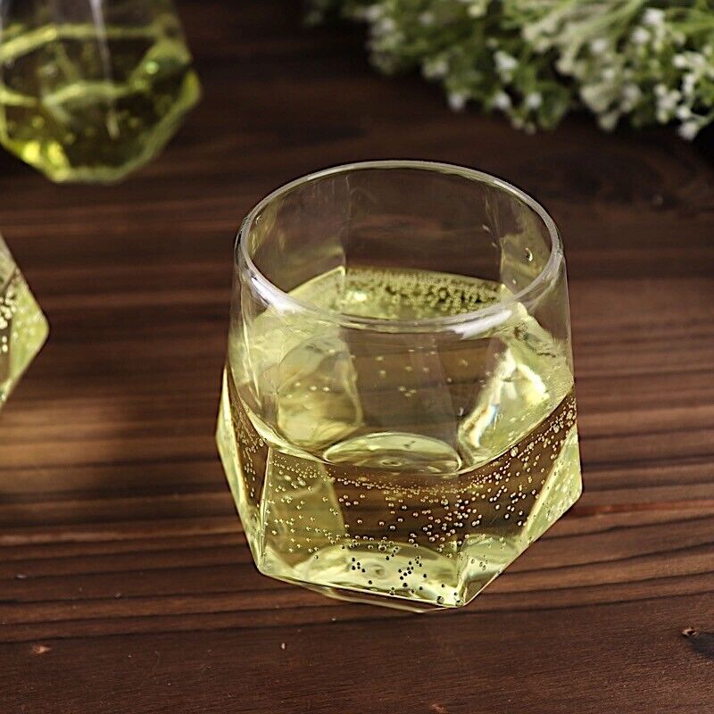 12 Clear 12 oz Disposable Geometric Plastic Stemless Wine GLASSES