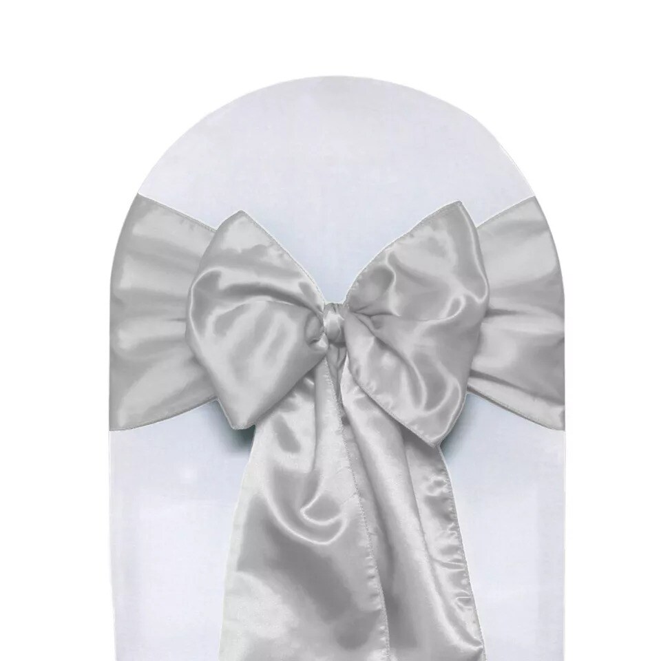 10 PCS Satin Chair Sashes Ribbon Bow