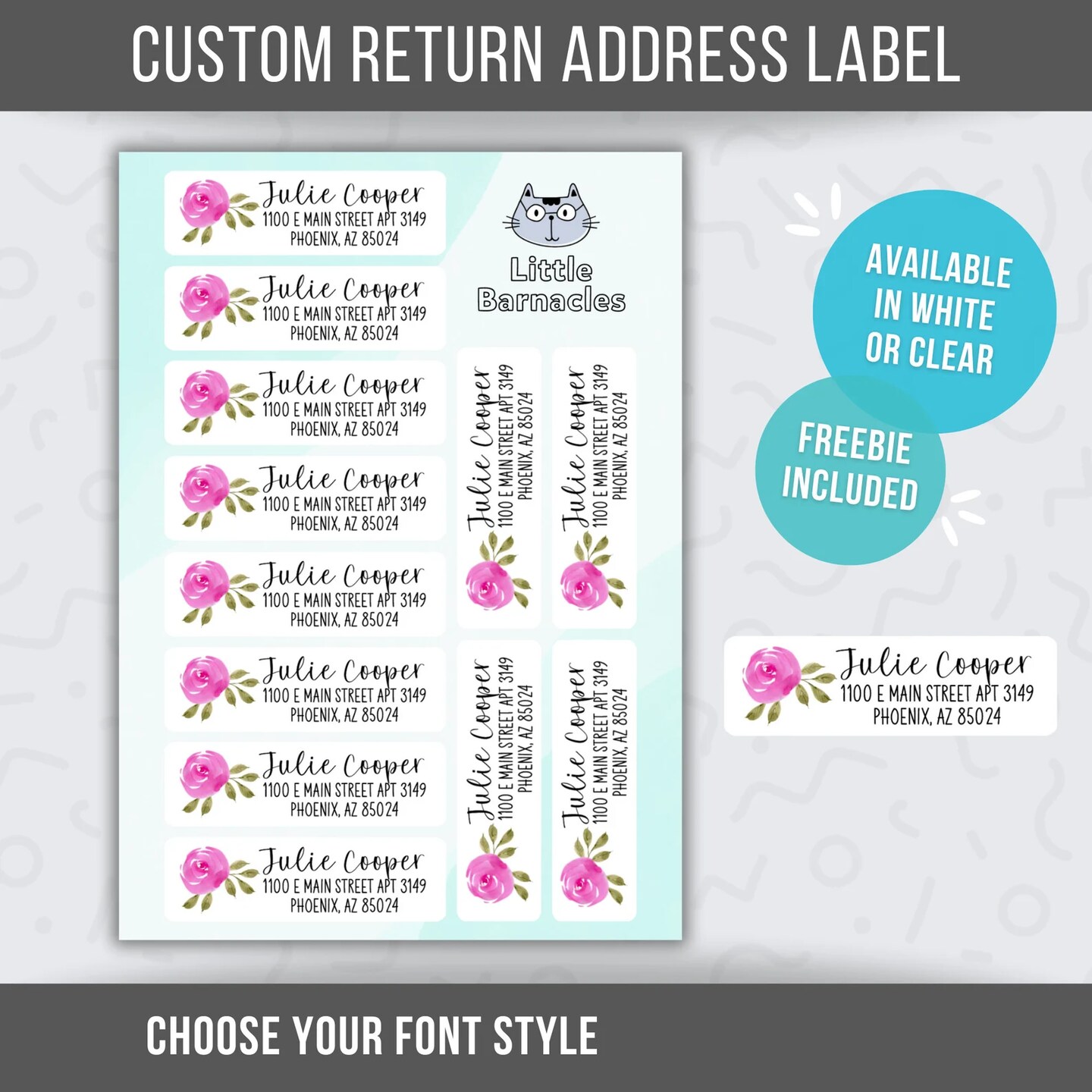 Custom Address Labels, Return Address Labels, Sheet of 12, Personalized ...