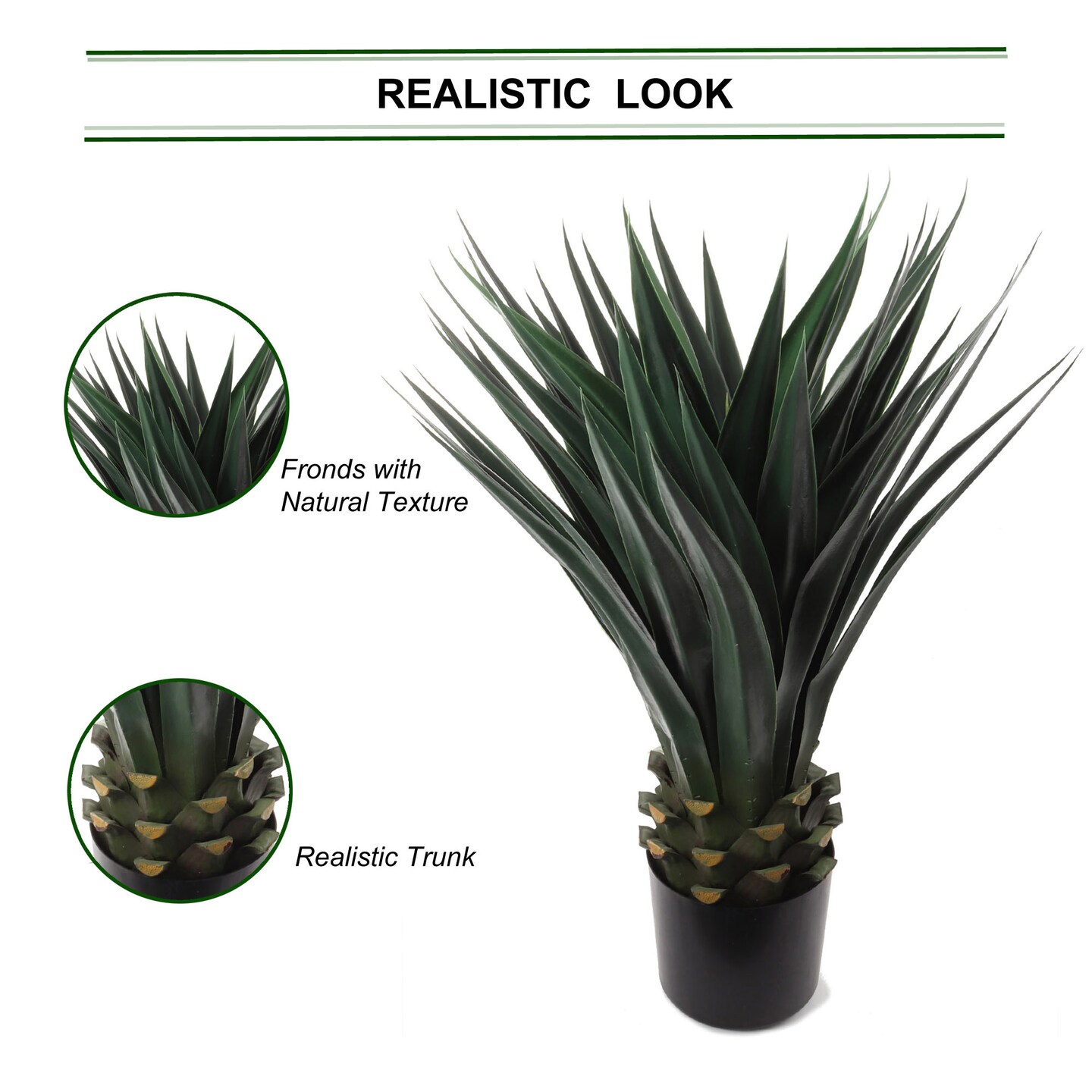 36" Agave Plant in Black Pot Succulent Plant, Floral Home by Artificial Flowers