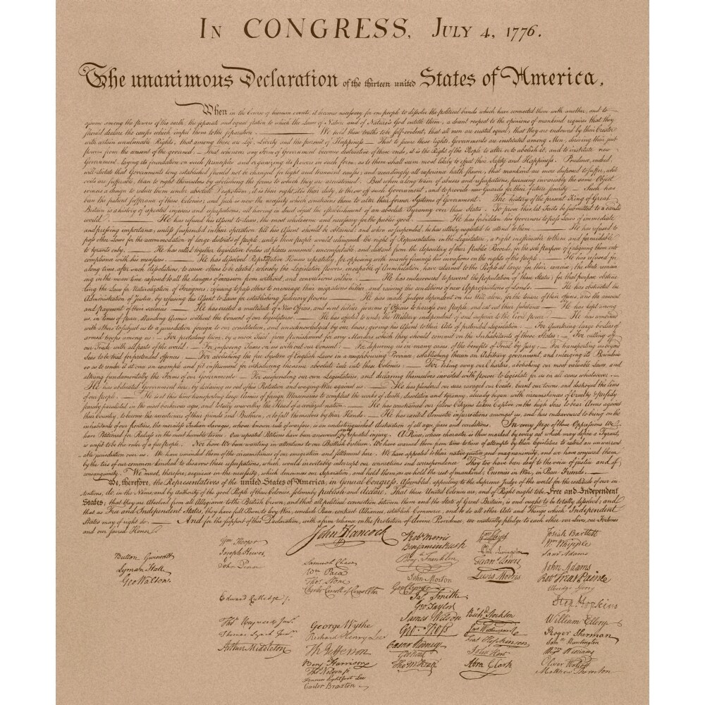 Vintage Copy Of The United States Declaration Of Independence Poster Print