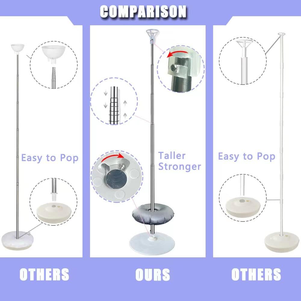 Balloon Columns Stand Set of 4, 7 Feet Telescoping Balloon Arches Stands with Bases for Floor, Height Adjustable Metal Balloon Tower Pillar Kits for Graduation, Birthday, Party, Baby Shower