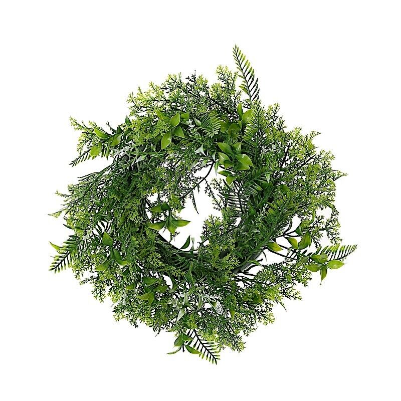 2 Green 12" ARTIFICIAL Leaves Wreath CANDLE RINGS Michaels
