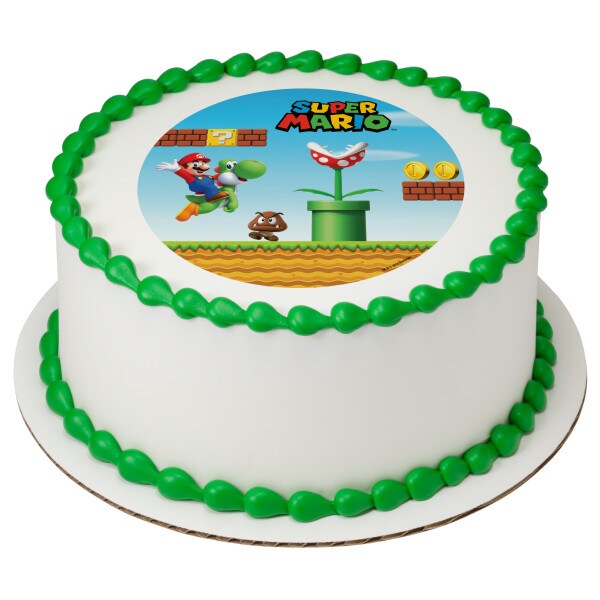 Super Mario&#x2122; Mushroom Kingdom Edible Cake Topper Image - 7.5&#x22; Round