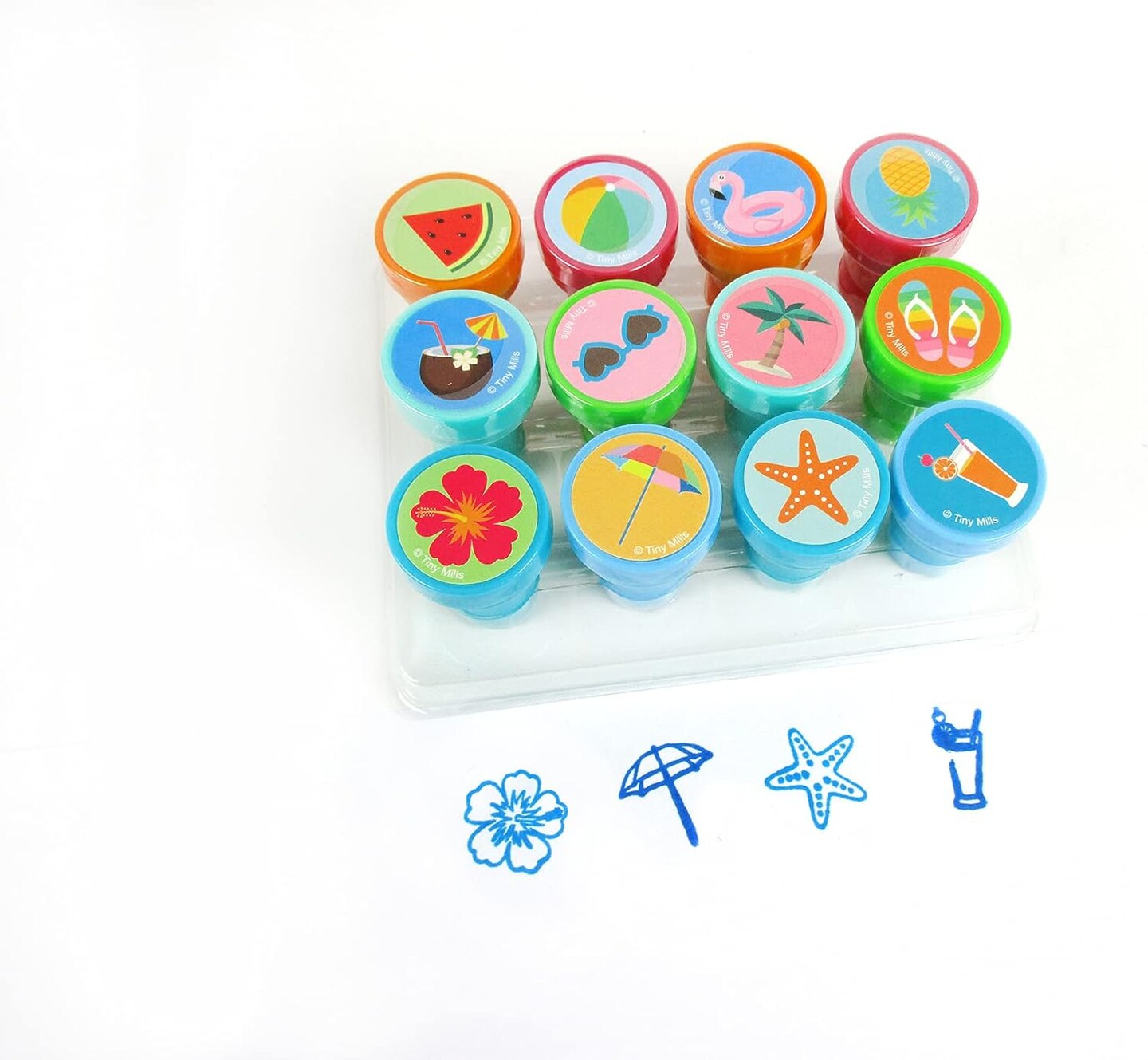 TINYMILLS 12 Pcs Summer Beach Pool Party Stamp Kit