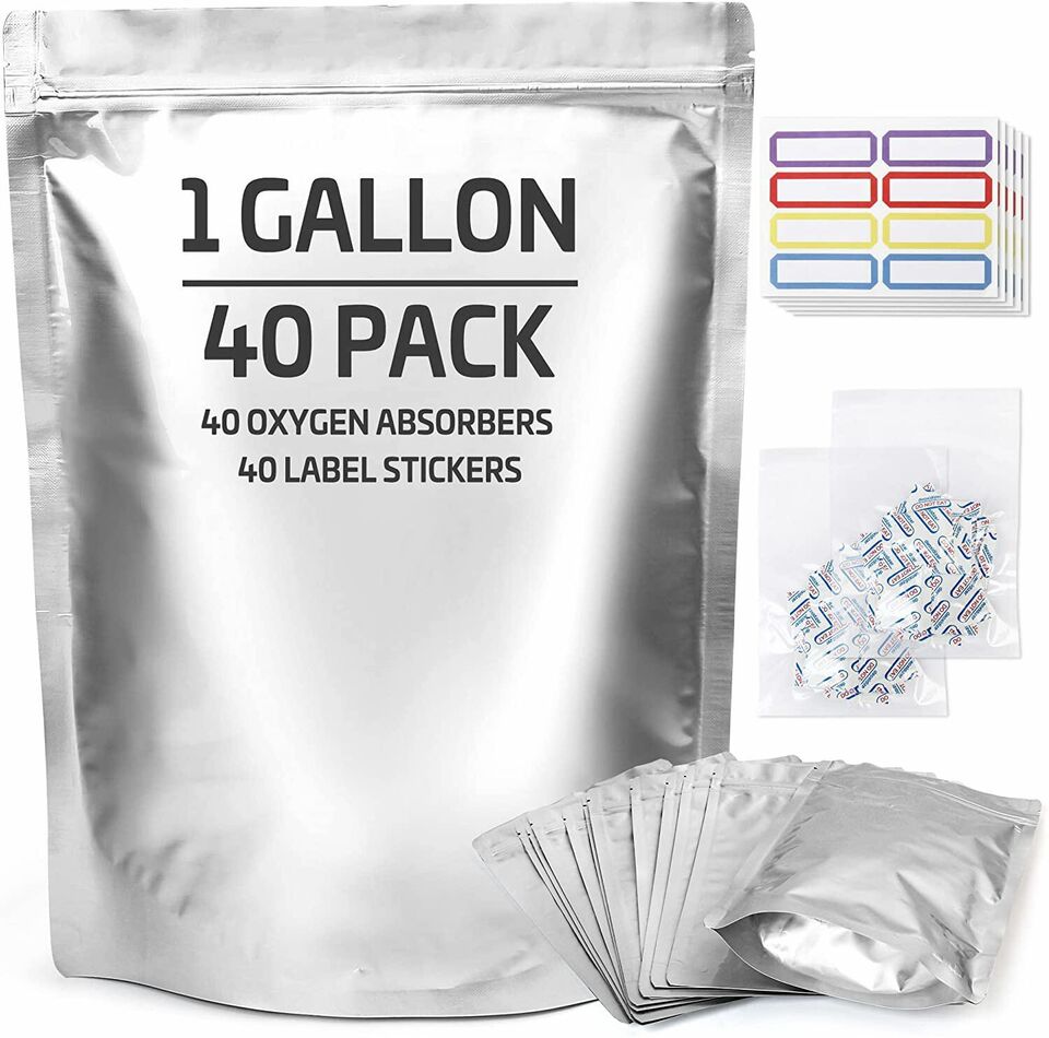 40 PCS 1 Gallon Mylar Bags for Food Storage