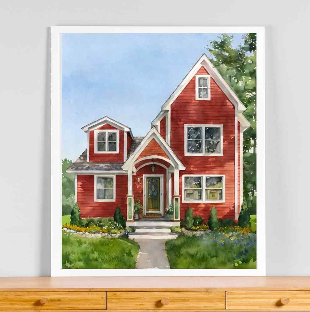 Custom house portrait, Christmas gift, hand painted deals home portrait, paper anniversary, realtor gifts, watercolor house portrait