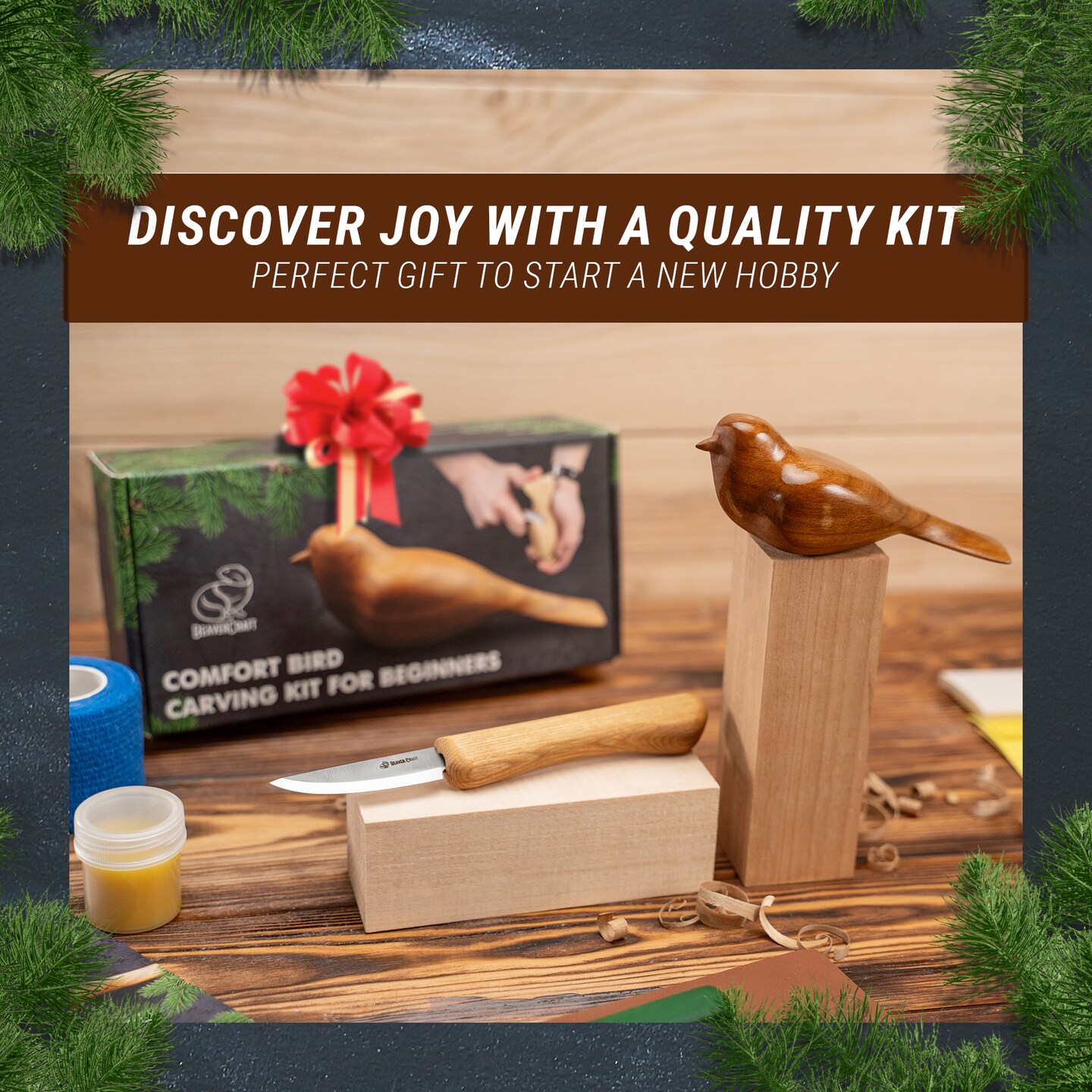 BeaverCraft Wood Carving Kit Comfort Bird DIY Kits for Adults Hobbies Whittling Knife Kit for Beginners &#x26; Kids Adult Craft Kits Wood Carving Knife Set