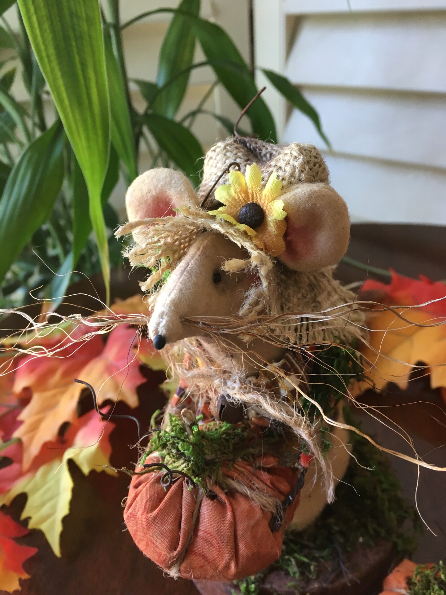 Handmade Primitive Fall Mouse , Primitive Pumpkins ,Scarecrow