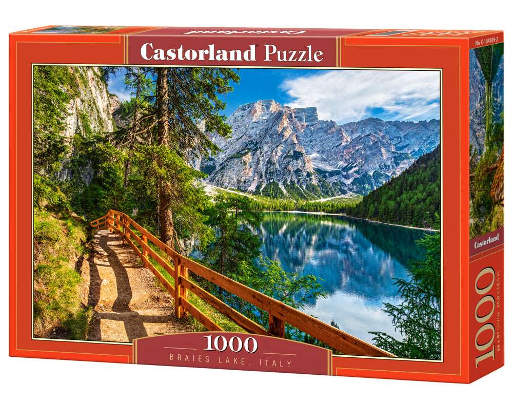1000 Piece Jigsaw Puzzle, Braies Lake, Italy, Landscape Puzzle of Italy with Mountains, Dolomites, South Tyrol, Adult Puzzle, Castorland C-104109-2