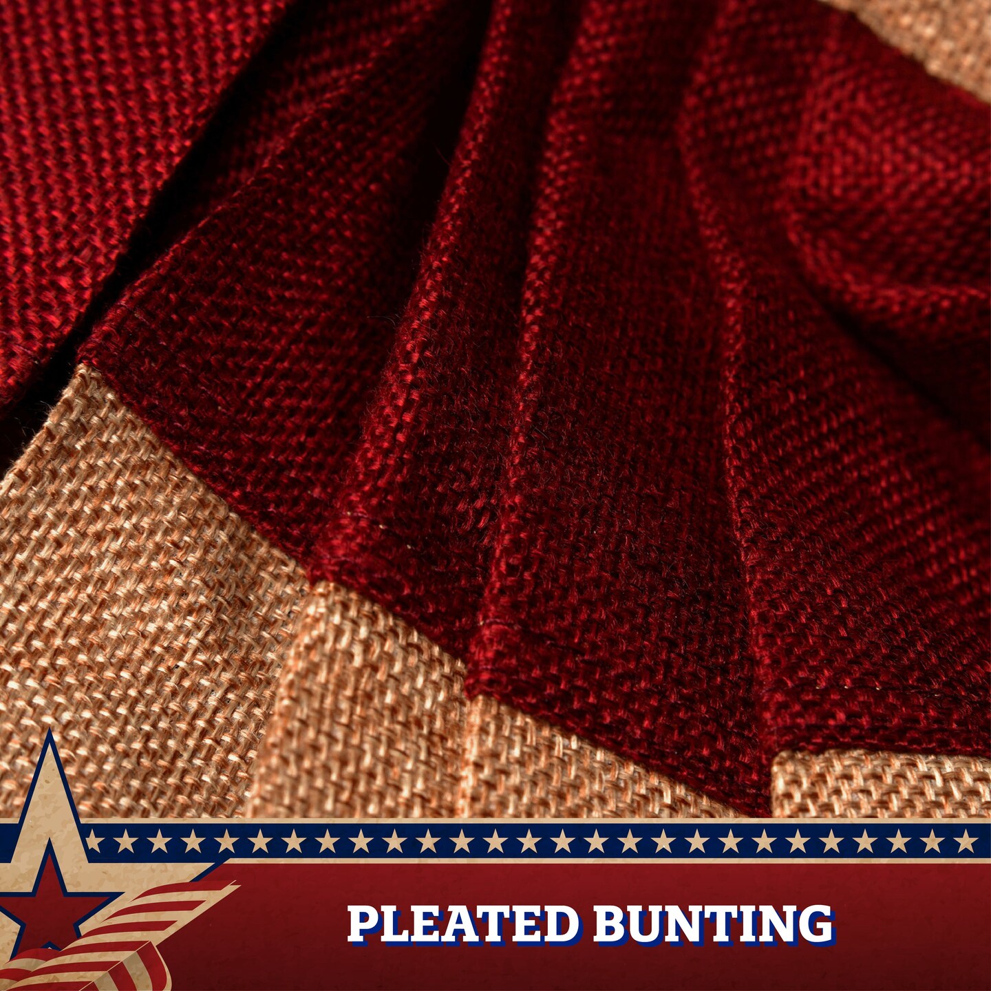 G128 - 10 Pack: USA Tea Stained Pleated Fan Flag 3x6FT Burlap Embroidered Polyester Stars and Stripes