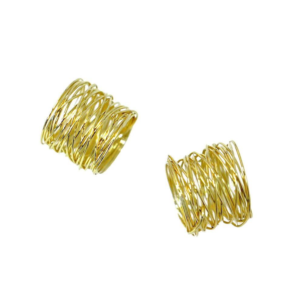4 Gold Round Metallic Wire Dinner NAPKIN RINGS