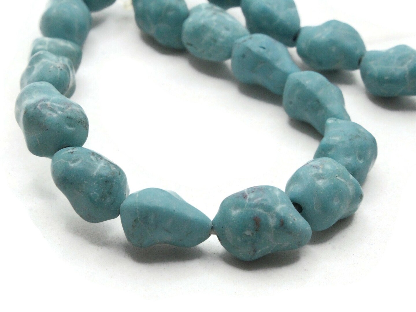 33 12mm Turquoise Blue Nugget Dyed Synthetic Turquoise Stone Beads bF3