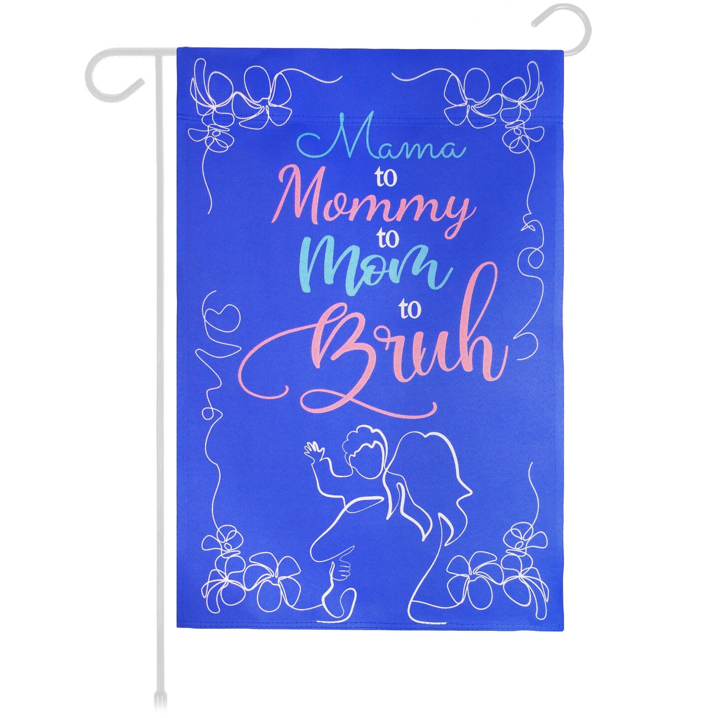 G128 Garden Flag Happy Mother&#x27;s Day Decoration Mama to Mommy to Mom to Bruh Double Sided 12&#x22;x18&#x22; Blockout Fabric | Outdoor Seasonal Holiday Home Yard Decor