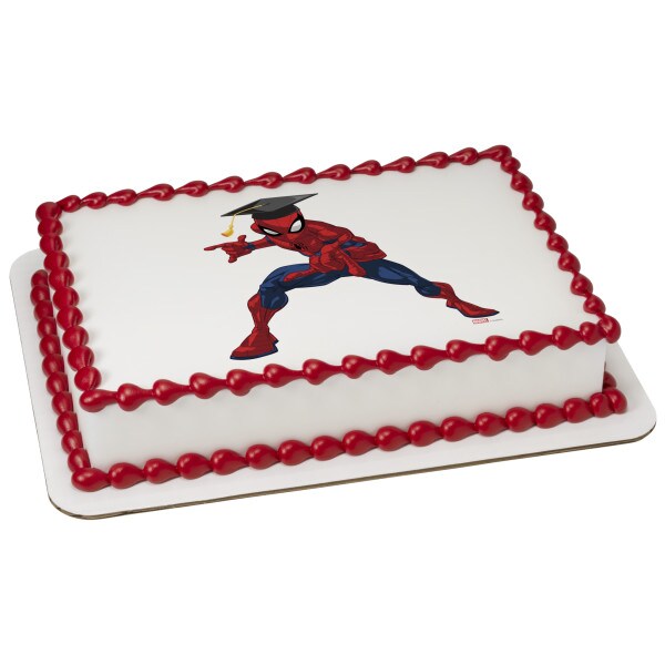 Marvel&#x27;s Spider-Man&#x2122; Graduation Edible Cake Topper Image - 1/4 Sheet