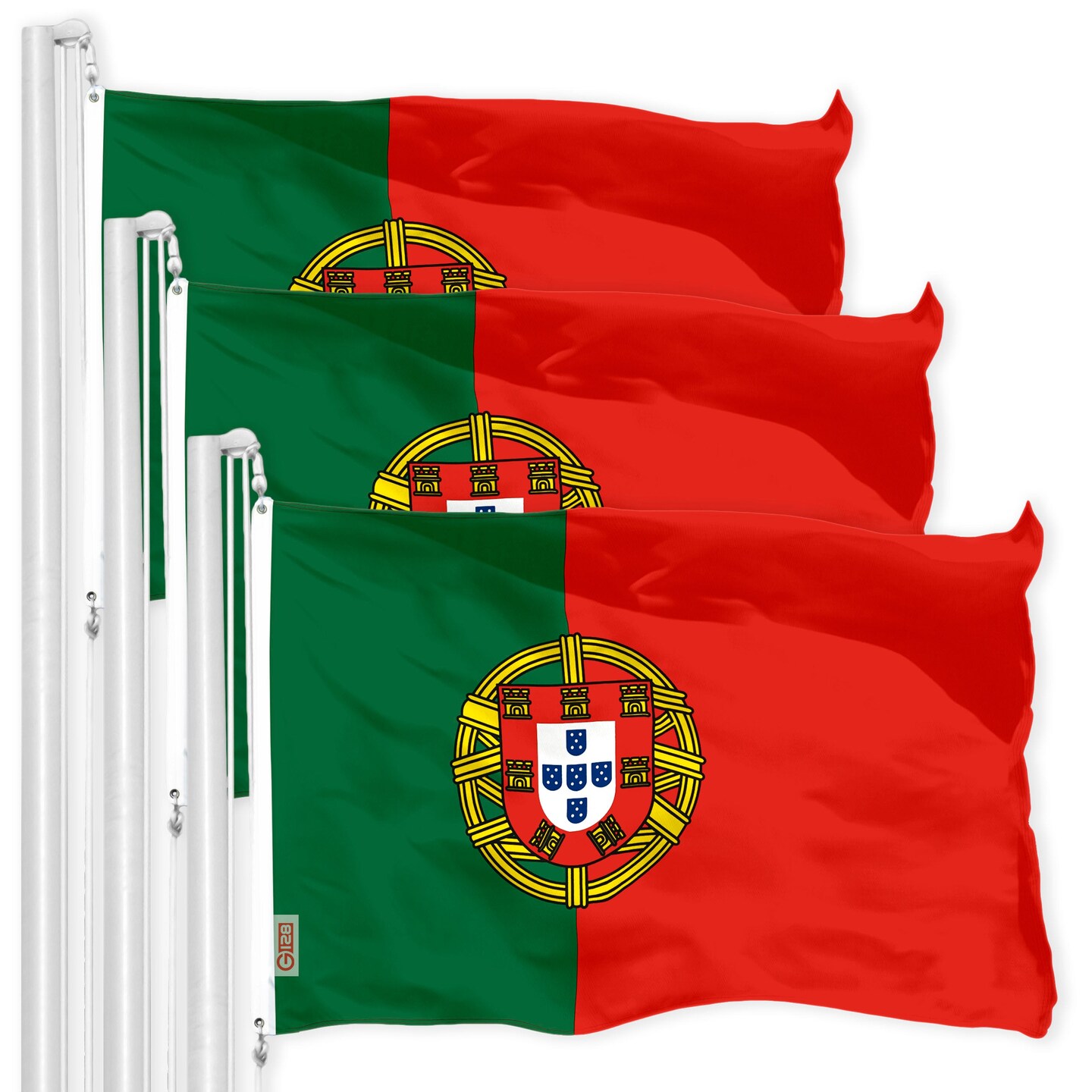 Portugal Portuguese Flag 3x5 Ft 3-Pack 150D Printed Polyester By G128