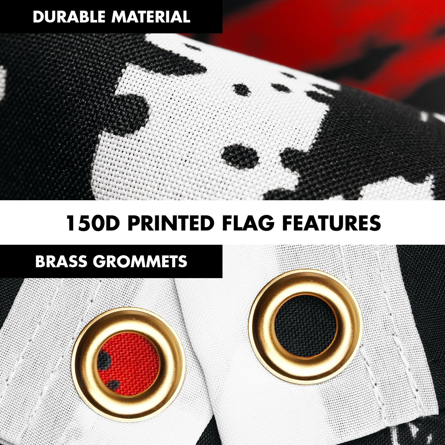 G128 Combo Pack: 6 Ft Tangle Free Aluminum Spinning Flagpole (Black) & We the People American Flag 3x5 Ft, LiteWeave Pro Series Printed 150D Polyester | Pole with Flag Included