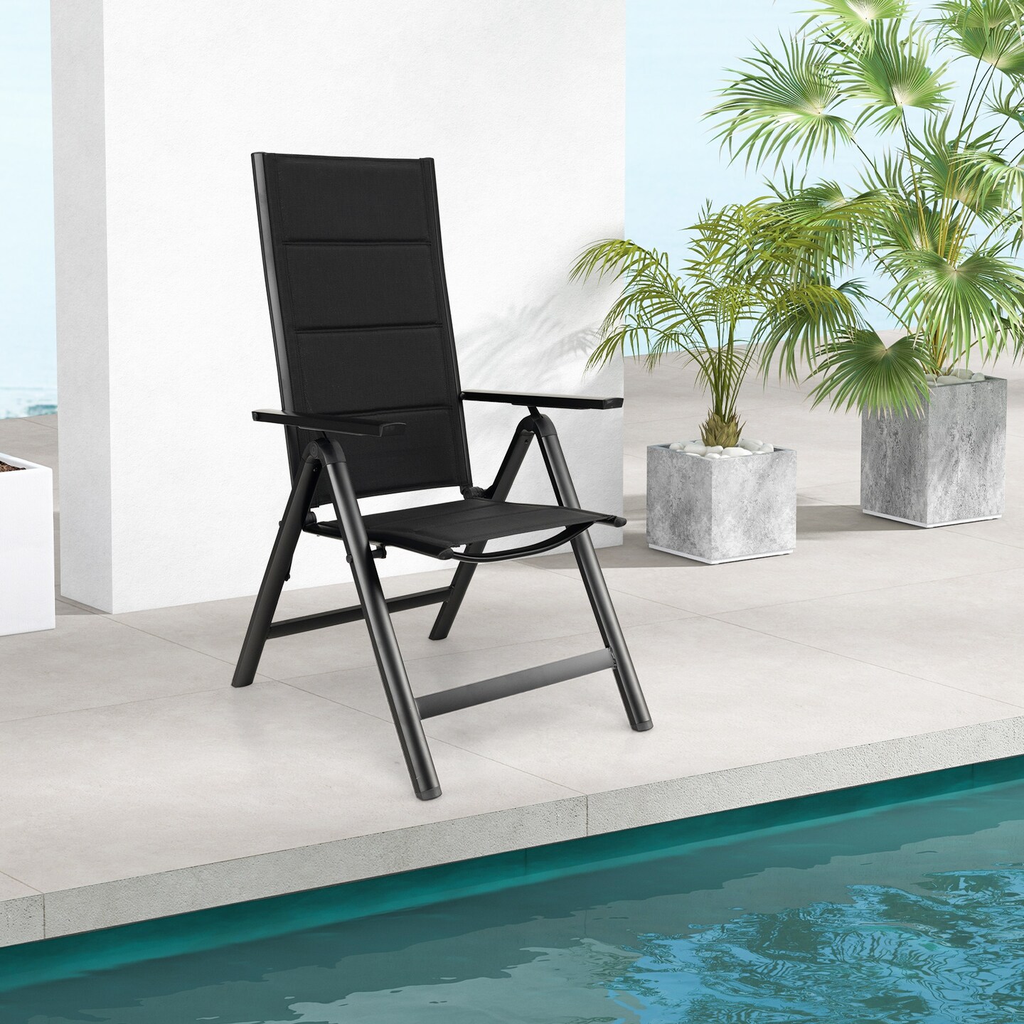 Outdoor Dining Chair With Soft Padded Seat And 7-position Adjustable Backrest