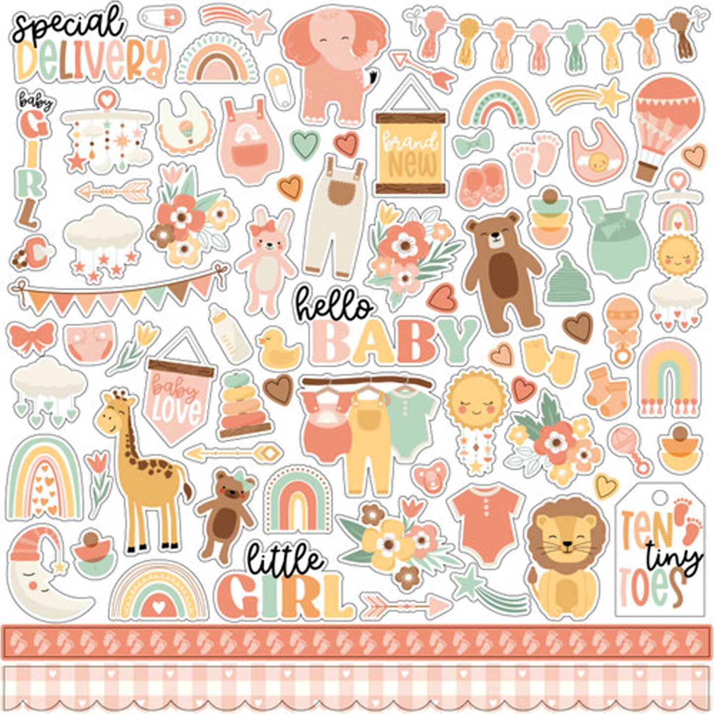 Echo Park Our Baby Girl 12 x 12 Cardstock Stickers