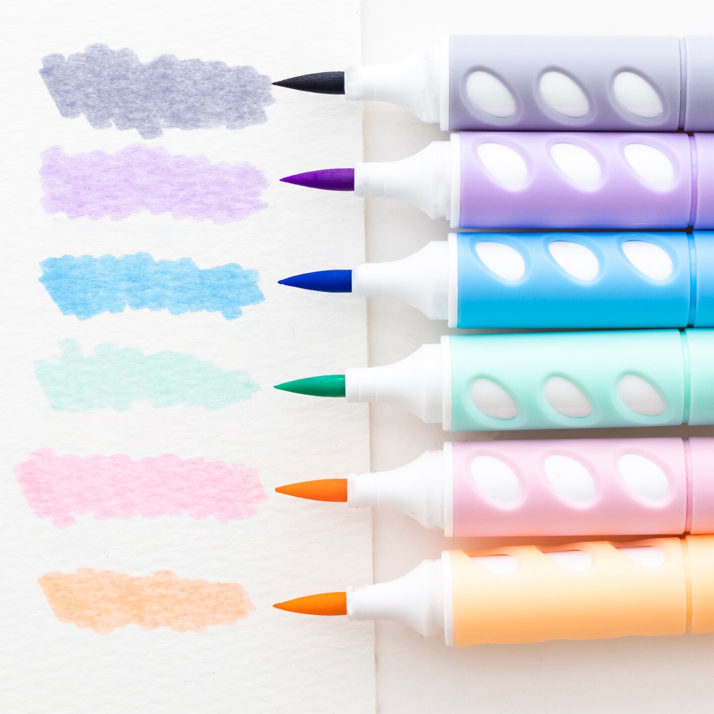BAZIC Brush Markers 6 Pastel Colors