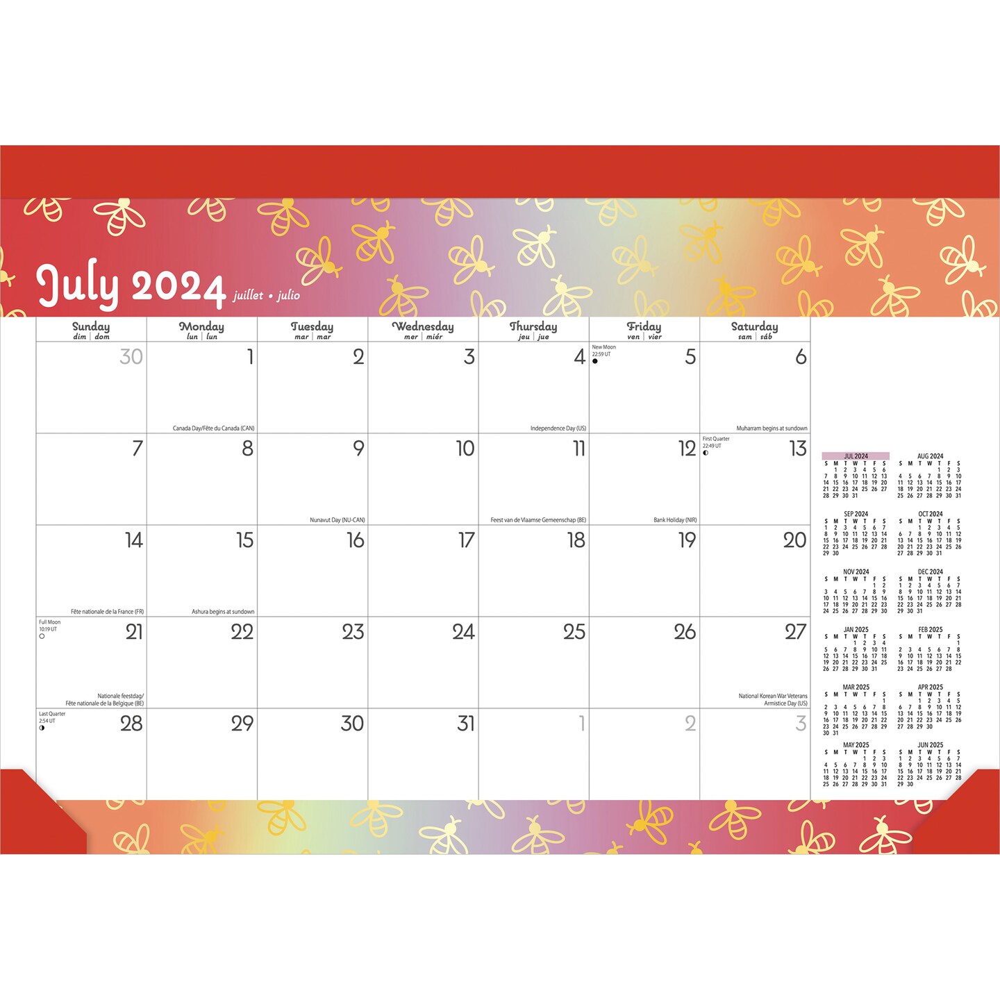 Busy Bees 2025 14 x 10 Inch 18 Months Monthly Desk Pad Calendar