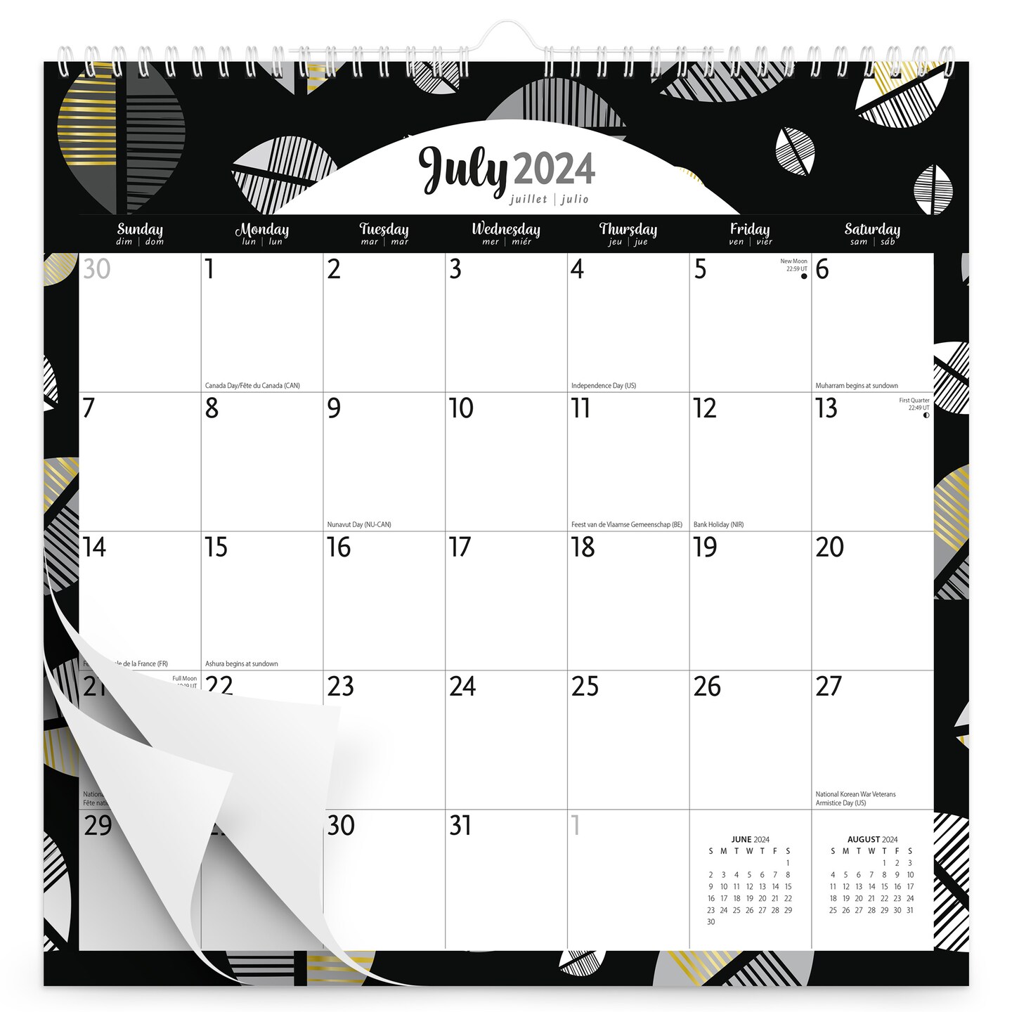 Pen &#x26; Ink | 2025 12 x 12 Inch 18 Months Monthly Square Wire-O Calendar | Sticker Sheet | July 2024 - December 2025 | Plato | Stationery Planning