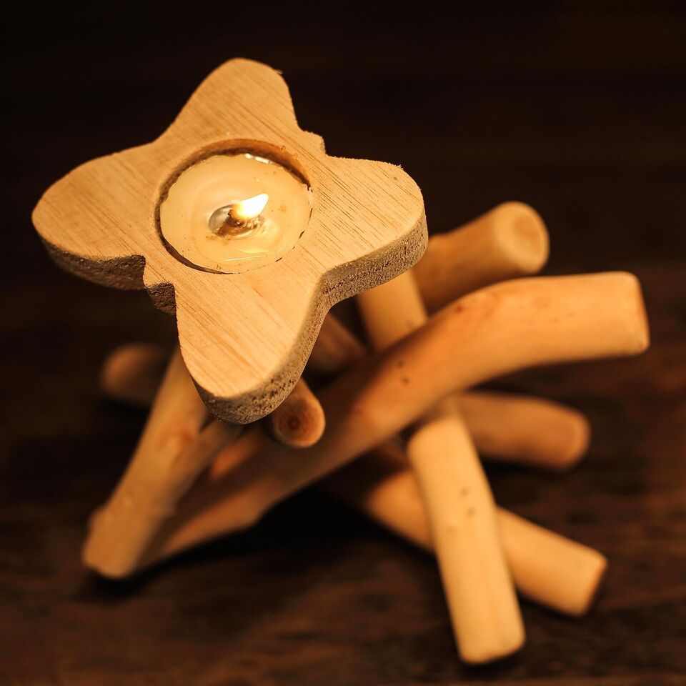 8-Inch tall Natural Driftwood Butterfly Top Candle Holder Stand