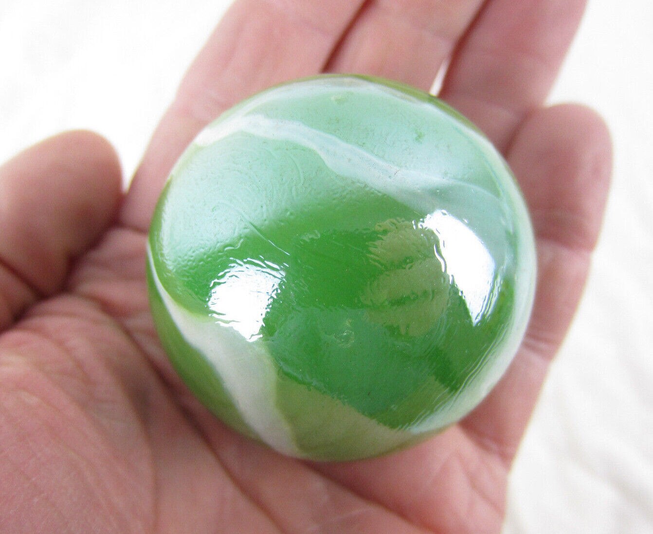 Toe Breaker 50mm (2&#x22;) FUNGUS Green Marbles glass ball HUGE Swirl
