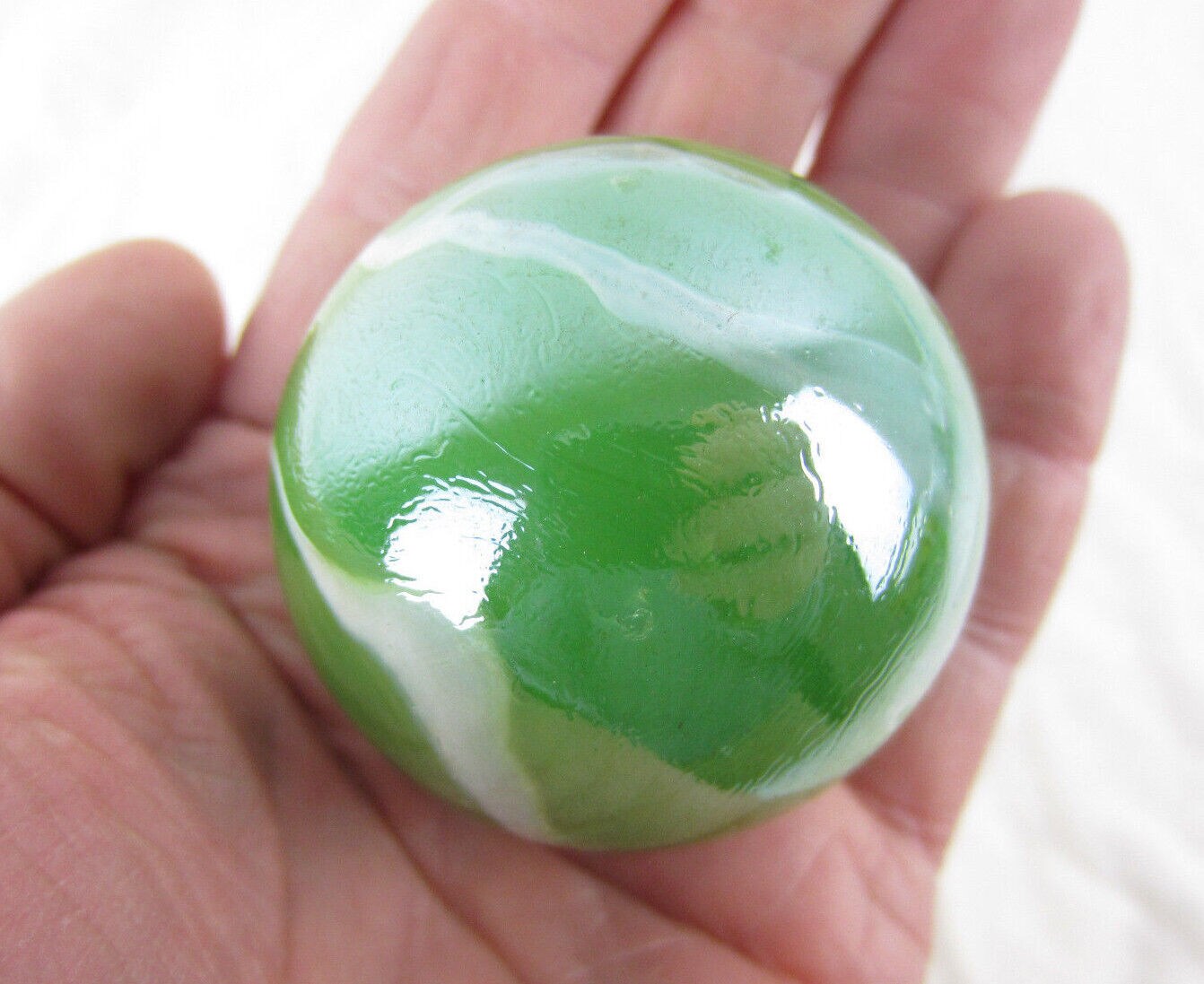Toe Breaker 50mm (2") FUNGUS Green Marbles glass ball HUGE Swirl